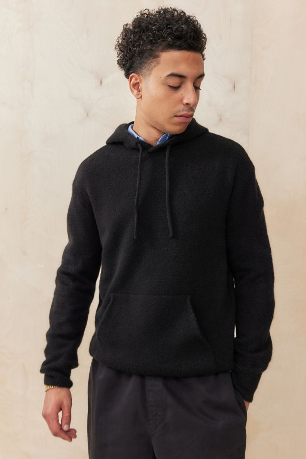 Slide View: 1: Loom Black Knitted Hoodie