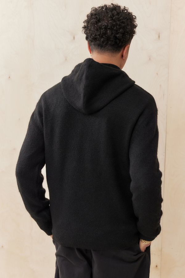 Slide View: 4: Loom Black Knitted Hoodie