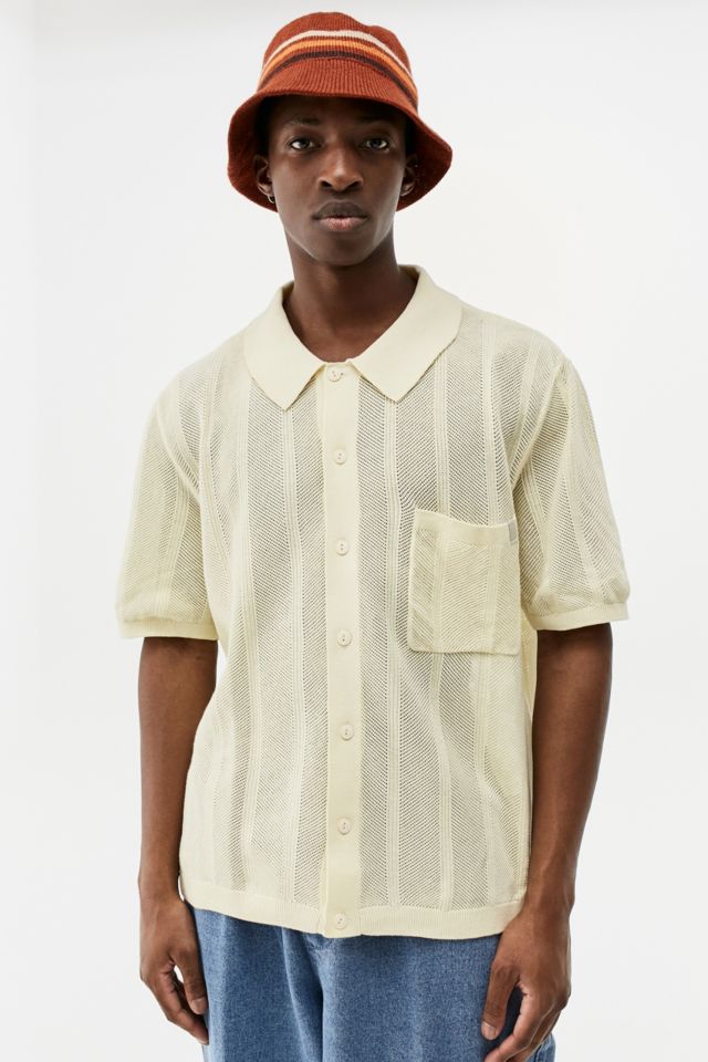UO Cream Stitched Button Shirt | Urban Outfitters UK