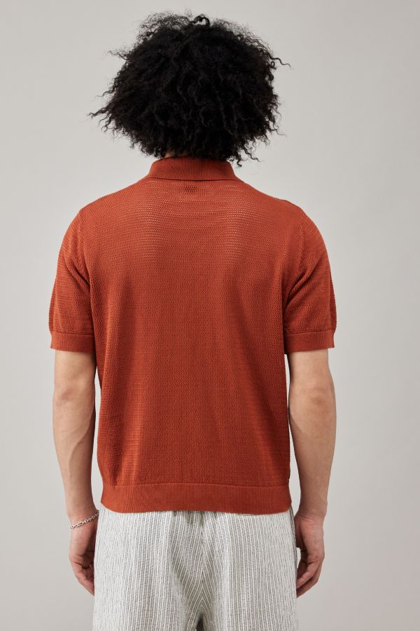 Slide View: 4: BDG Orange Quarter-Zip Polo Shirt