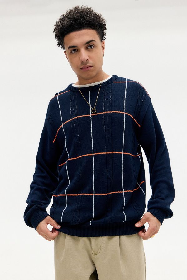 Vista diapositiva: 1: Maglione BDG Navy a Quadri con Trecce