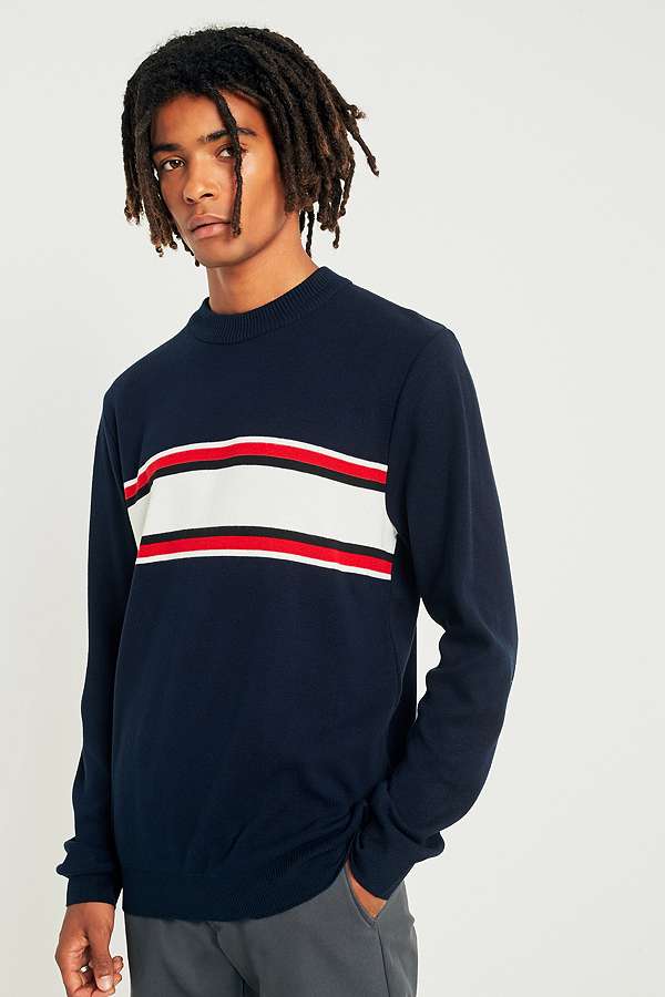 UO Navy Placement Crewneck Jumper | Urban Outfitters UK