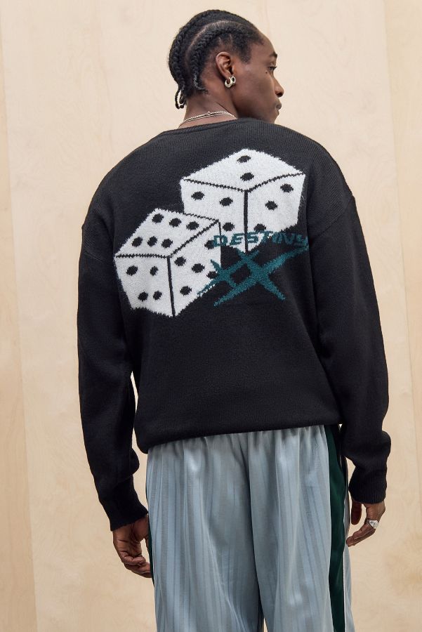 Slide View: 1: UO Black Destiny Dice Crew Knit Jumper