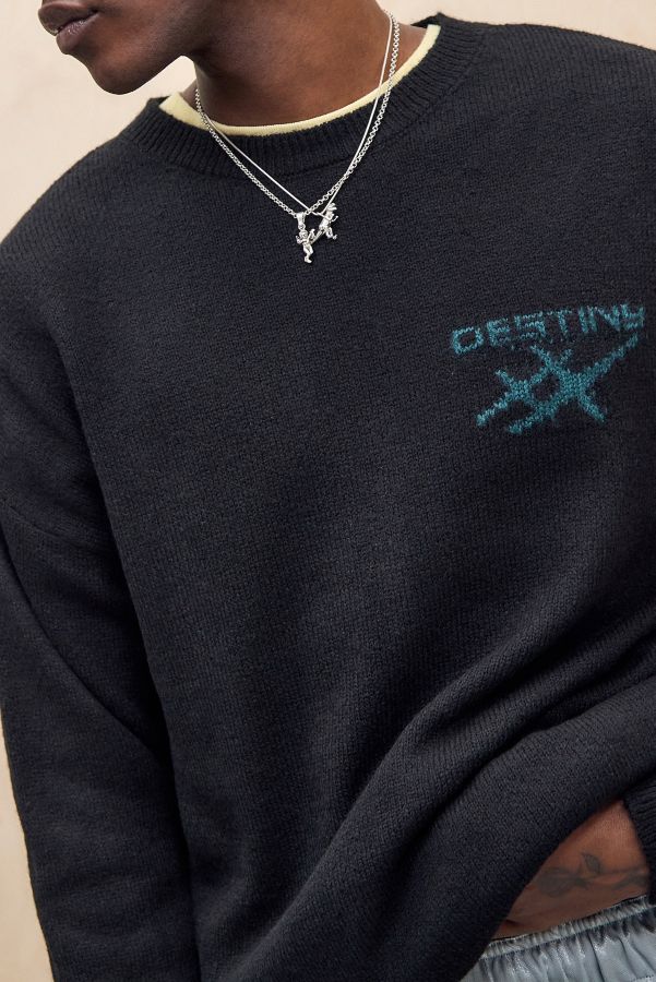 Slide View: 4: UO Black Destiny Dice Crew Knit Jumper