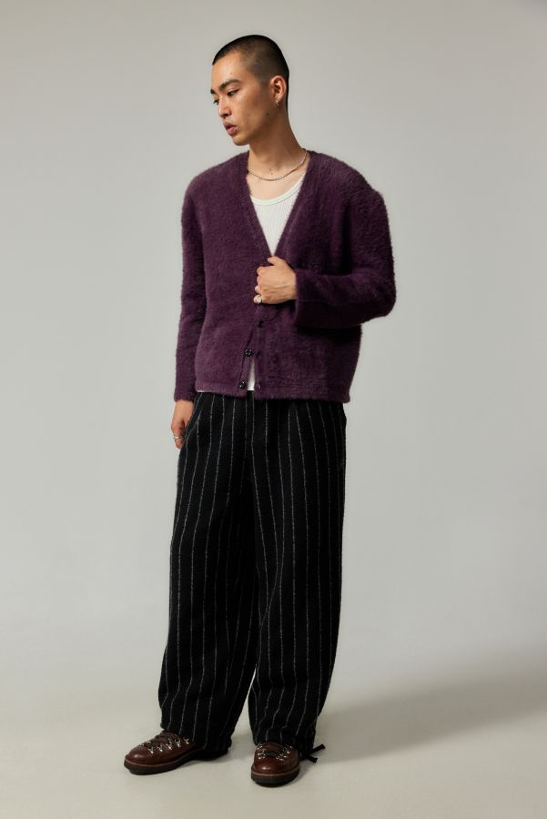 Slide View: 1: Checks Downtown Plum Shaggy Cardigan