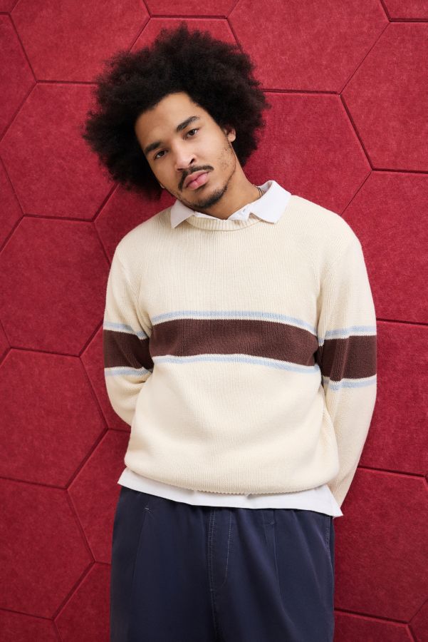 Vista diapositiva: 1: iets frans... Ecru Panel Knit Crew Neck Jumper