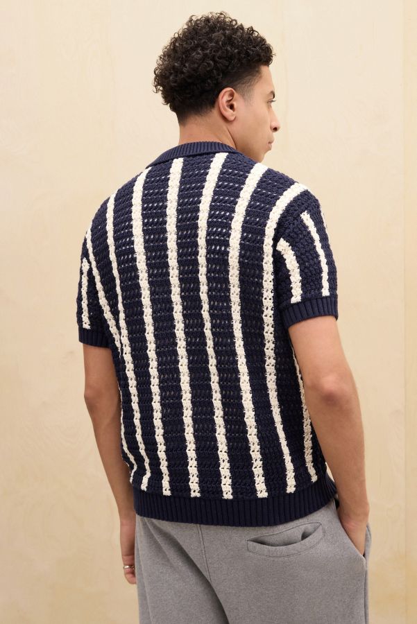 Slide View: 4: Loom Navy Gestreiftes Polohemd