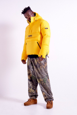 tommy jeans yellow padded popover jacket