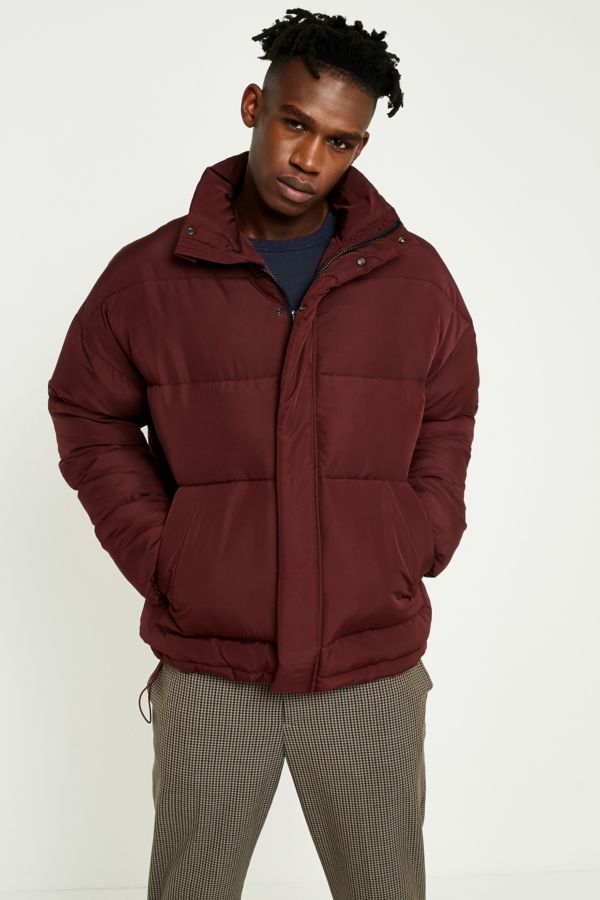 UO Dark Burgundy Luxe Puffer Jacket | Urban Outfitters UK