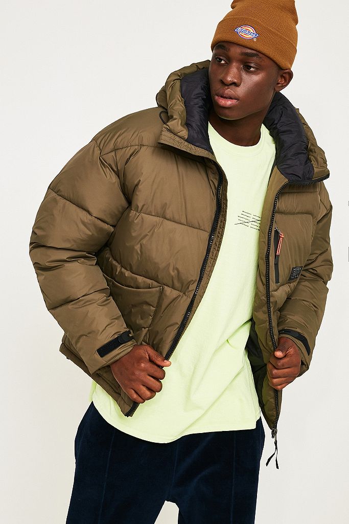 UO Khaki Tech Puffer Jacket | Urban Outfitters UK