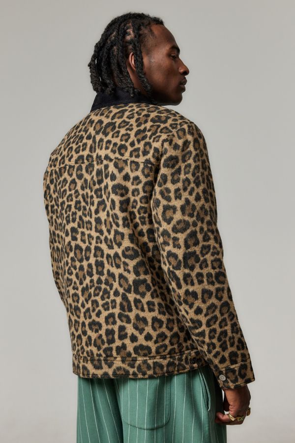 Slide View: 4: BDG Alba Leopard Print Zip Through Worker Jacket