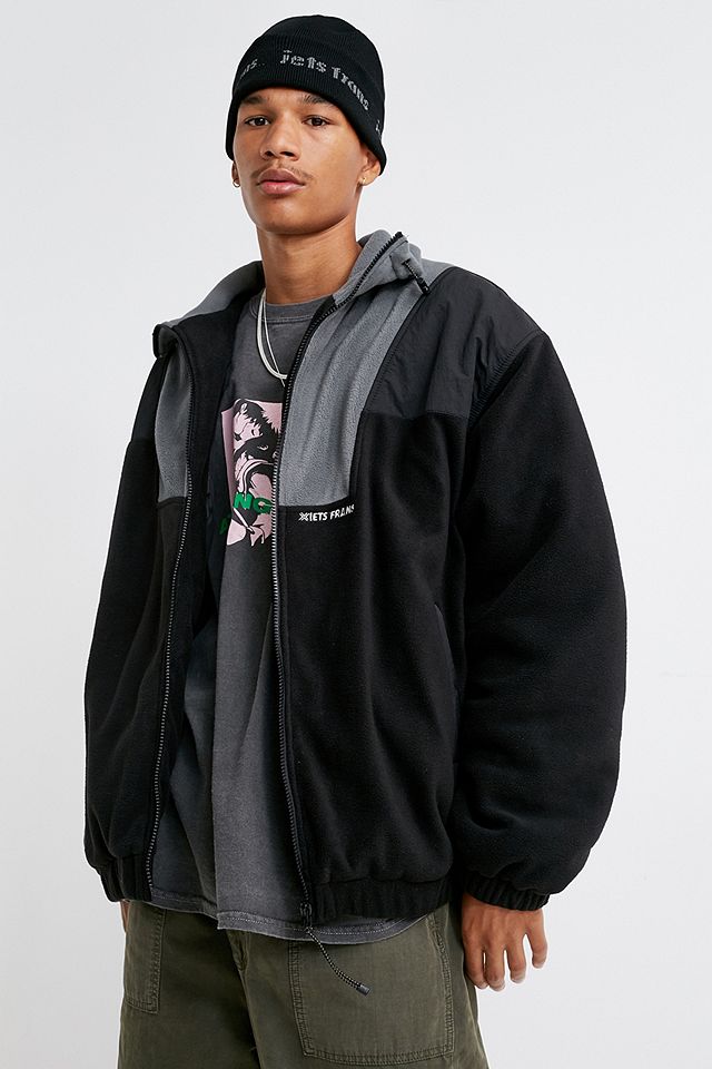 iets frans… Black Fleece Zip-Through Jacket | Urban Outfitters UK