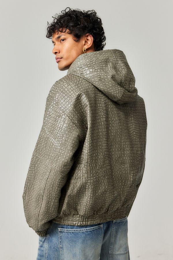 Slide View: 2: BDG Silvio Croc Faux Leather Skate Hoodie