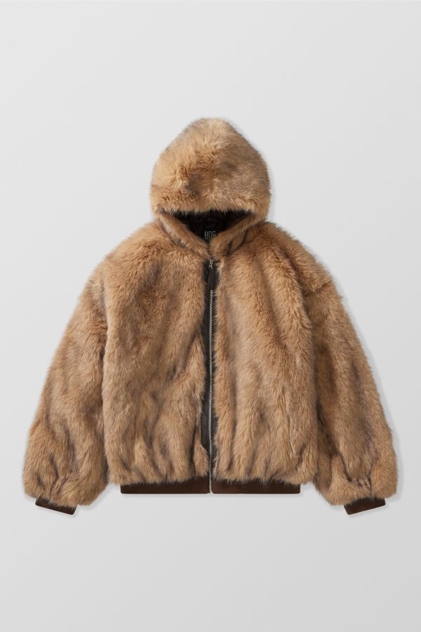 Slide View: 7: BDG Silvio Faux Fur Hoodie