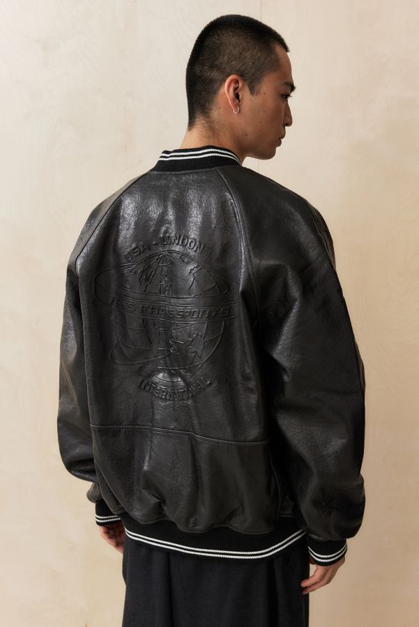 Slide View: 4: iets frans... Faux Leather Sports Varsity Bomber Jacket