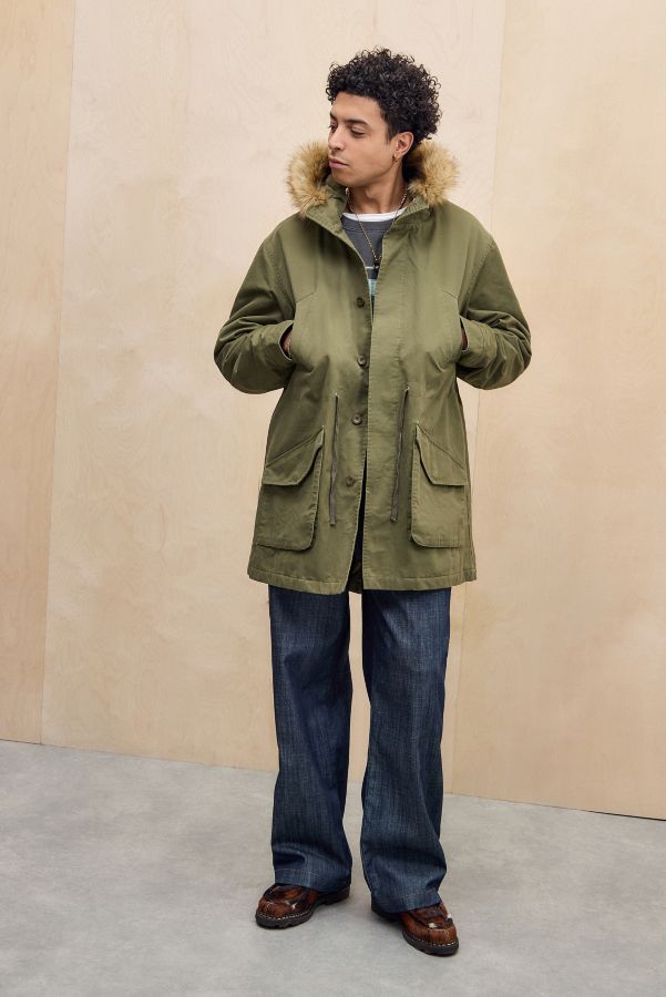 Vista diapositiva: 1: BDG Green Faux Fur Hood Parka