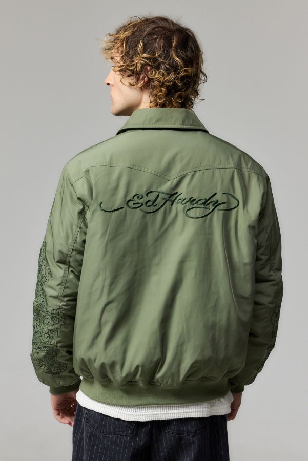 Slide View: 1: Ed Hardy UO Exklusiv Grüne Bomberjacke