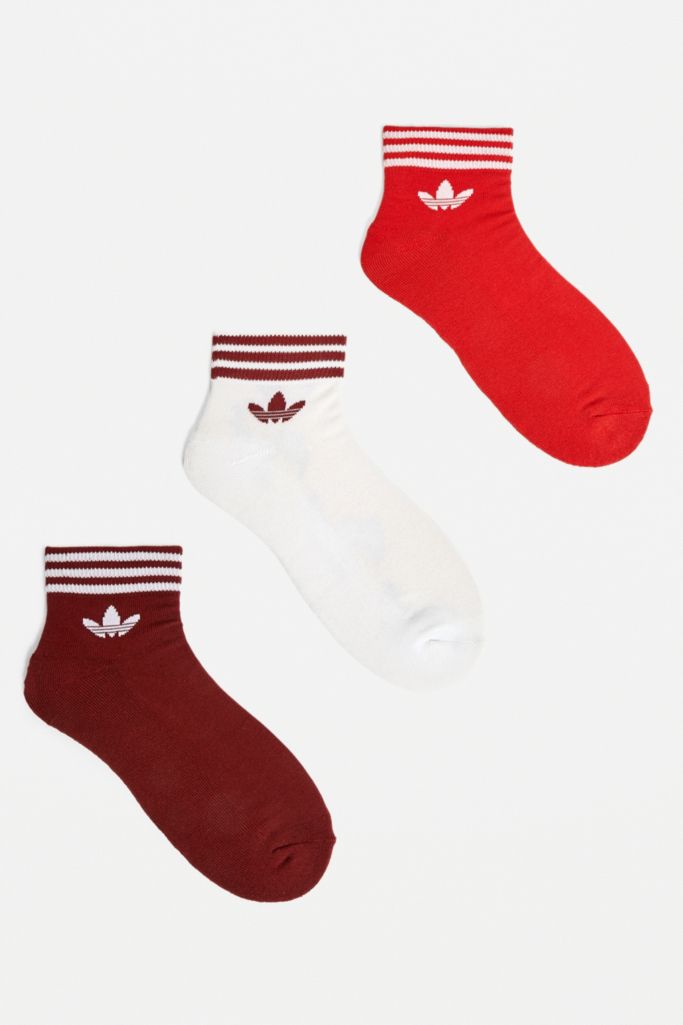 adidas Red Ankle Socks 3-Pack | Urban Outfitters UK
