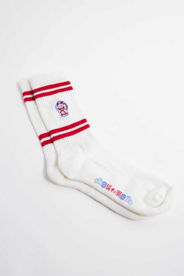 Slide View: 1: Chaussettes brodées UO Lucky Cat