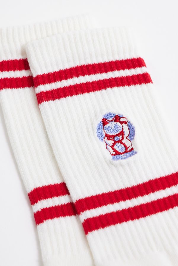 Slide View: 2: Chaussettes brodées UO Lucky Cat