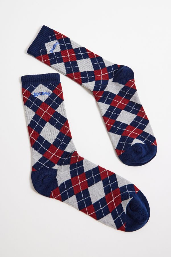 Slide View: 1: Chaussettes en Argyle Marine BDG