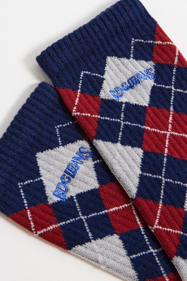 Slide View: 2: Chaussettes en Argyle Marine BDG