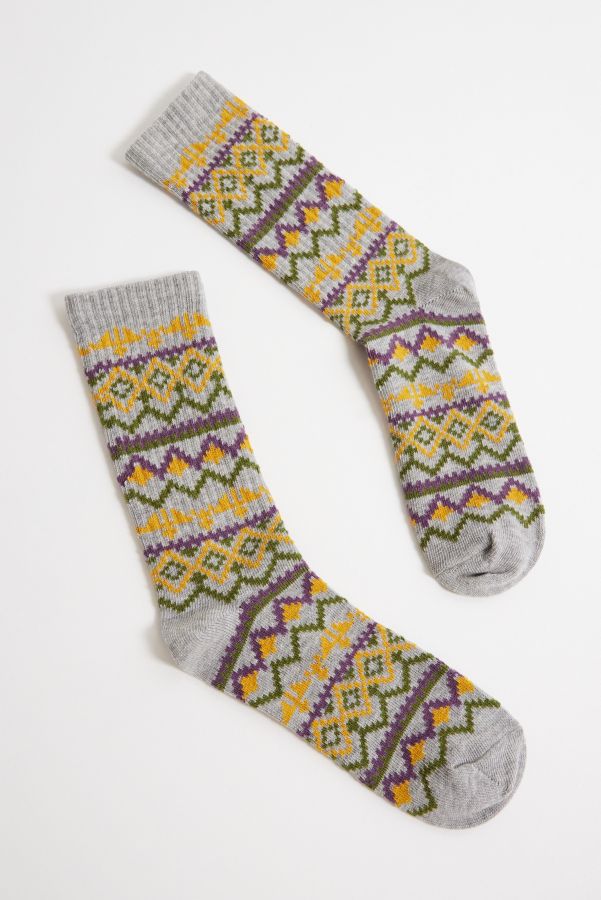 Slide View: 1: Graue Fair Isle Socken