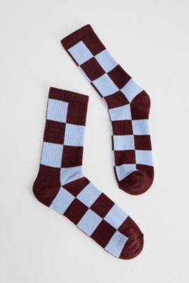 Chaussettes à damier bleu et marron UO