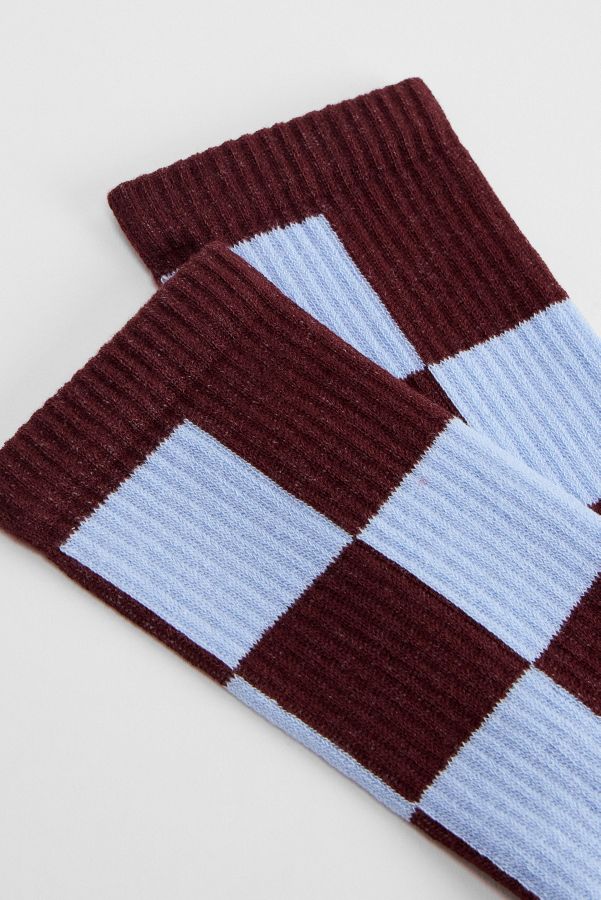 Slide View: 2: Chaussettes à damier bleu et marron UO