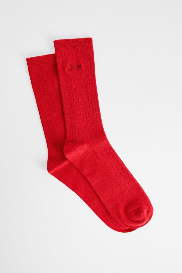 Slide View: 1: Chaussettes côtelées rouges Loom