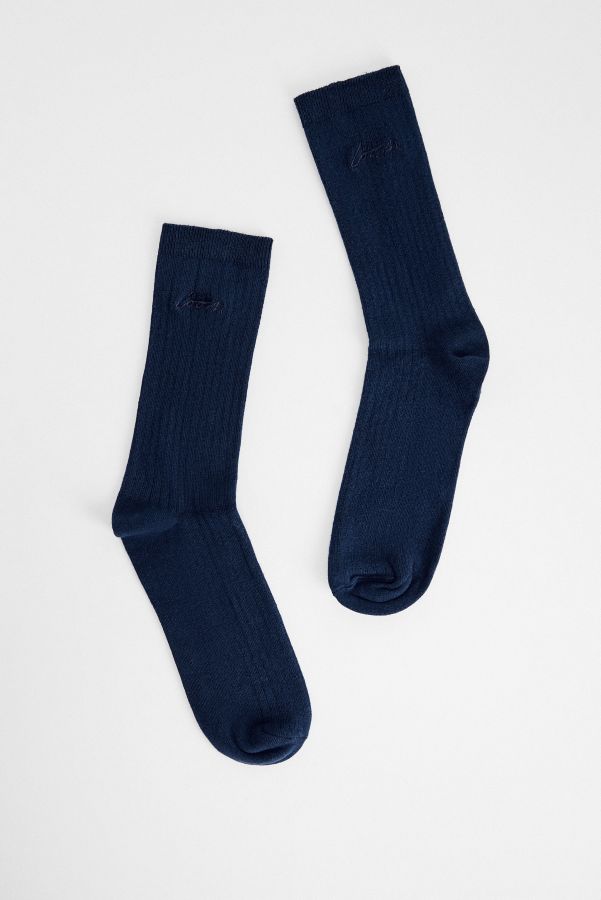 Slide View: 1: Loom Navy Ribbed Socks