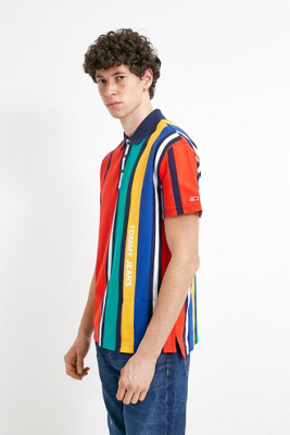 tommy jeans vertical stripe polo shirt