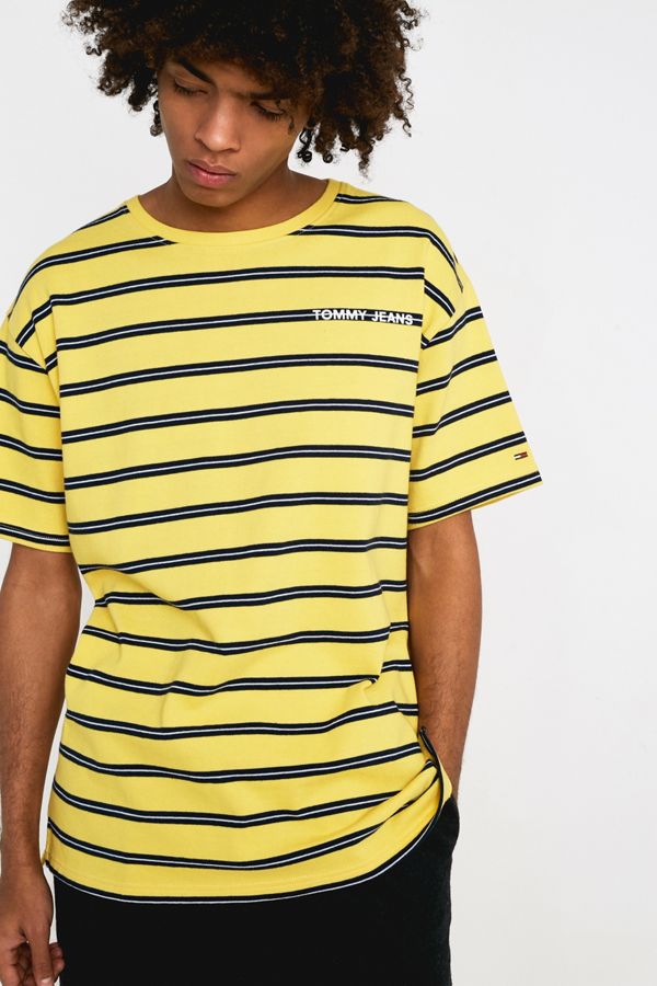 Tommy Jeans Yellow Black Stripe T Shirt Urban Outfitters Uk