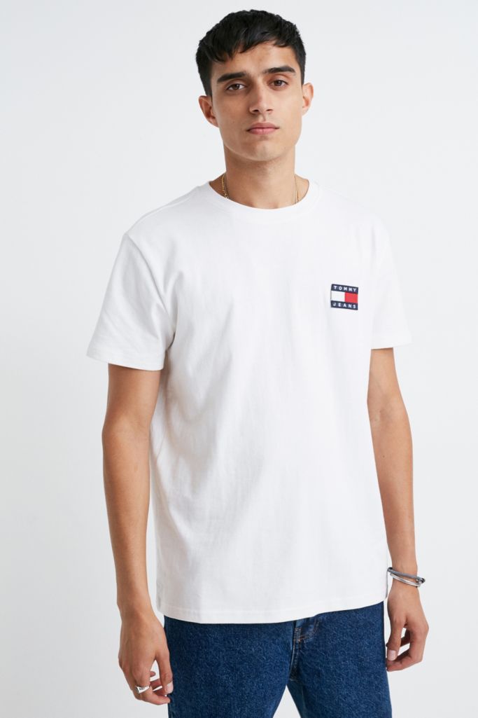 Tommy Jeans Badge Logo White T-Shirt | Urban Outfitters UK