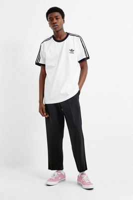 adidas white three stripe tee