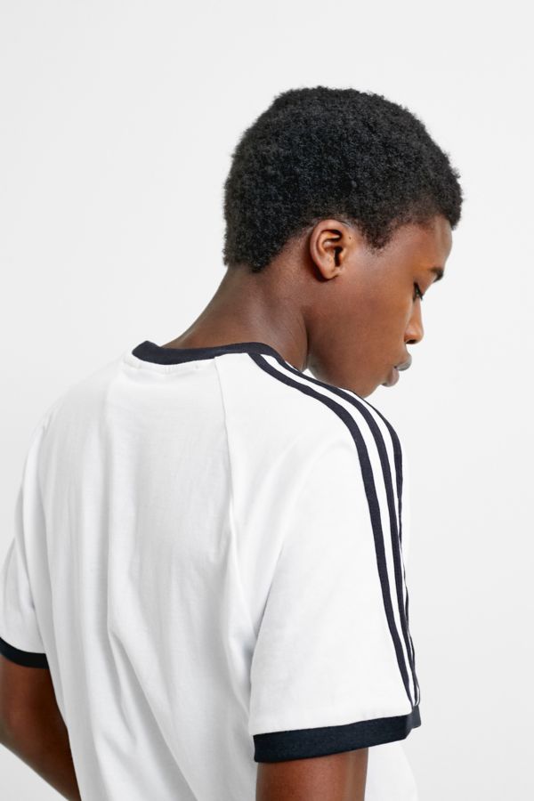 adidas 3-Stripe White T-Shirt | Urban Outfitters UK