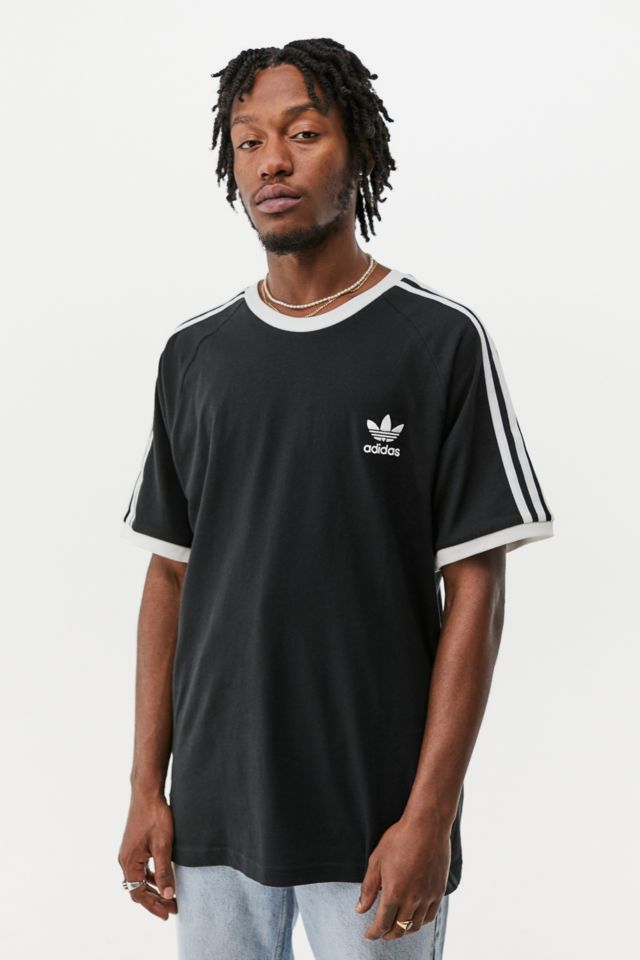 adidas Adicolor Classics Black 3-Stripes T-Shirt | Urban Outfitters UK