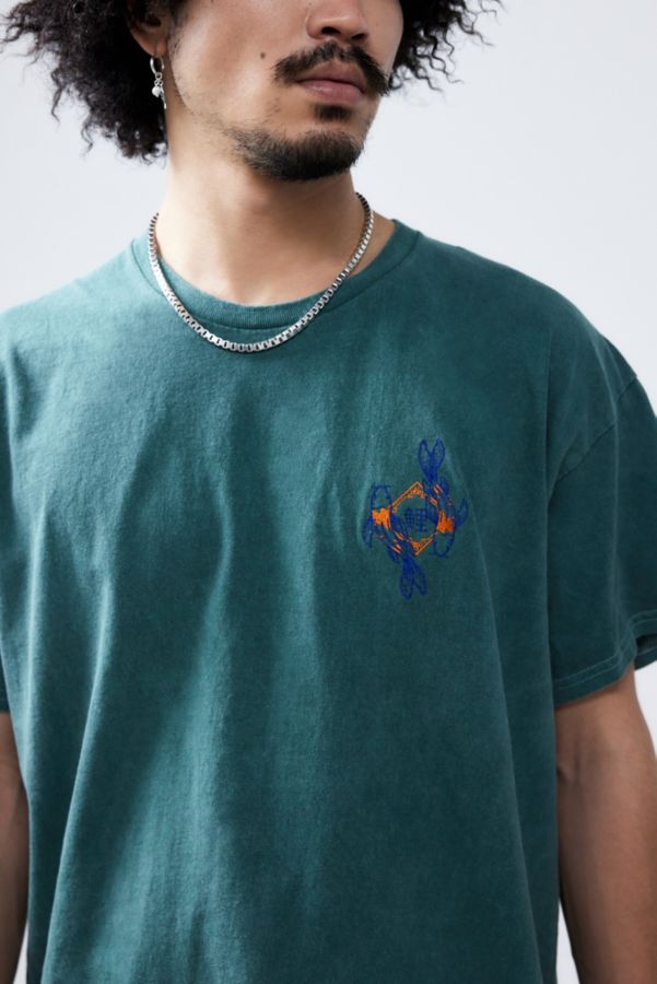 Slide View: 1: UO Green Fish Embroidered T-Shirt