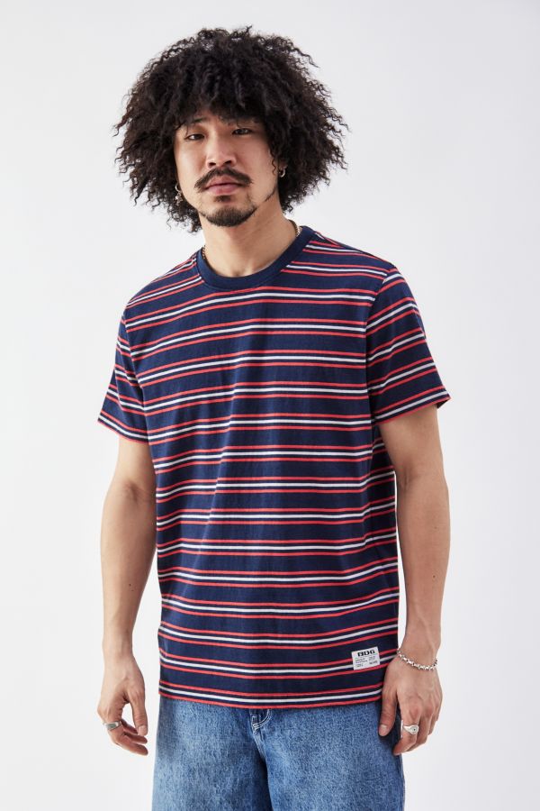 Slide View: 1: BDG Navy & Red Striped T-Shirt