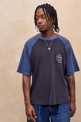 BDG Black Raglan Waffle T-Shirt