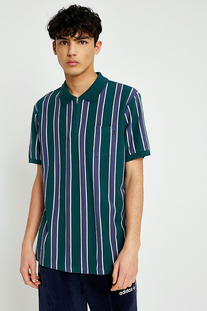 OBEY Green Quarter-Zip Polo Shirt | Urban Outfitters UK