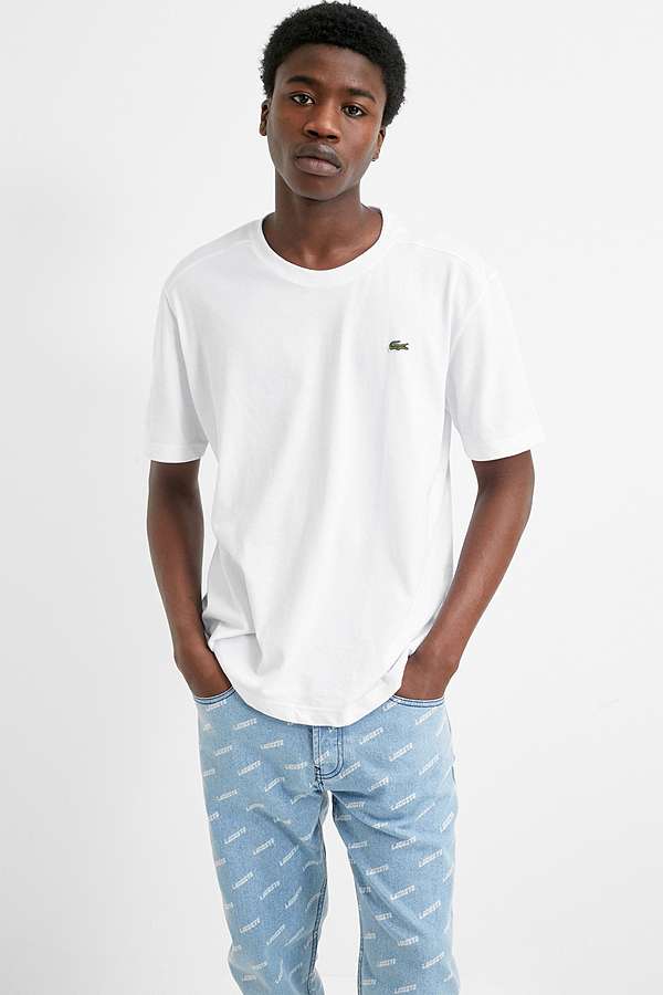 Lacoste SPORT Small Croc White T-Shirt | Urban Outfitters UK