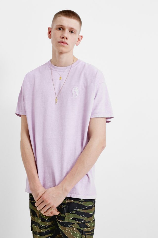 UO Embroidered Head Lilac T-Shirt | Urban Outfitters UK