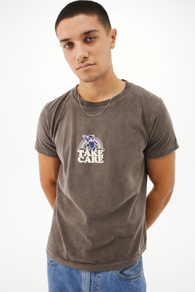 UO Shrunken Brown Take Care TShirt Urban Outfitters UK