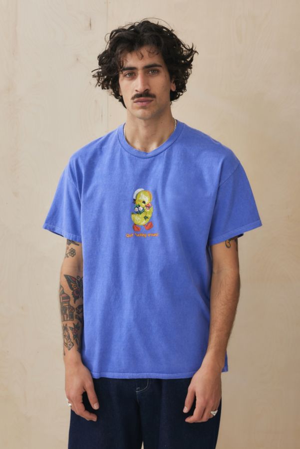 Slide View: 1: UO – T-Shirt „Quit Quacking Around“ in Blau 