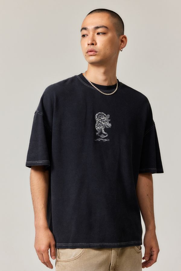 Slide View: 4: Ed Hardy UO Exclusive Black Waffle Dragon Soul T-Shirt