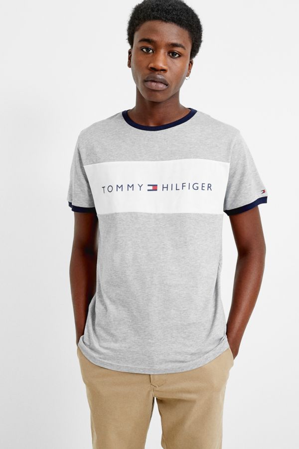 Tommy Hilfiger Grey Logo T-Shirt | Urban Outfitters UK