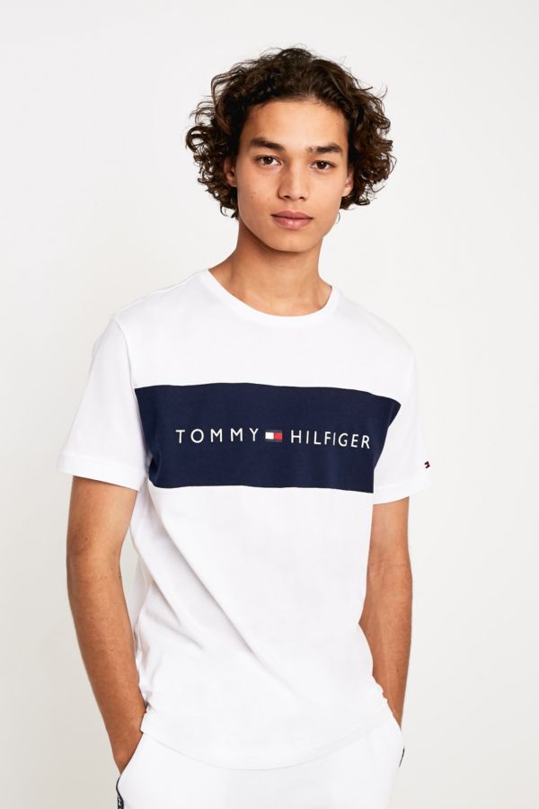 Tommy Hilfiger Flag Logo White T-Shirt | Urban Outfitters UK