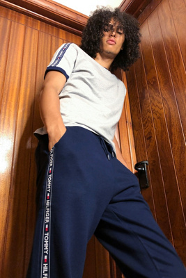 tommy hilfiger navy taped track pants