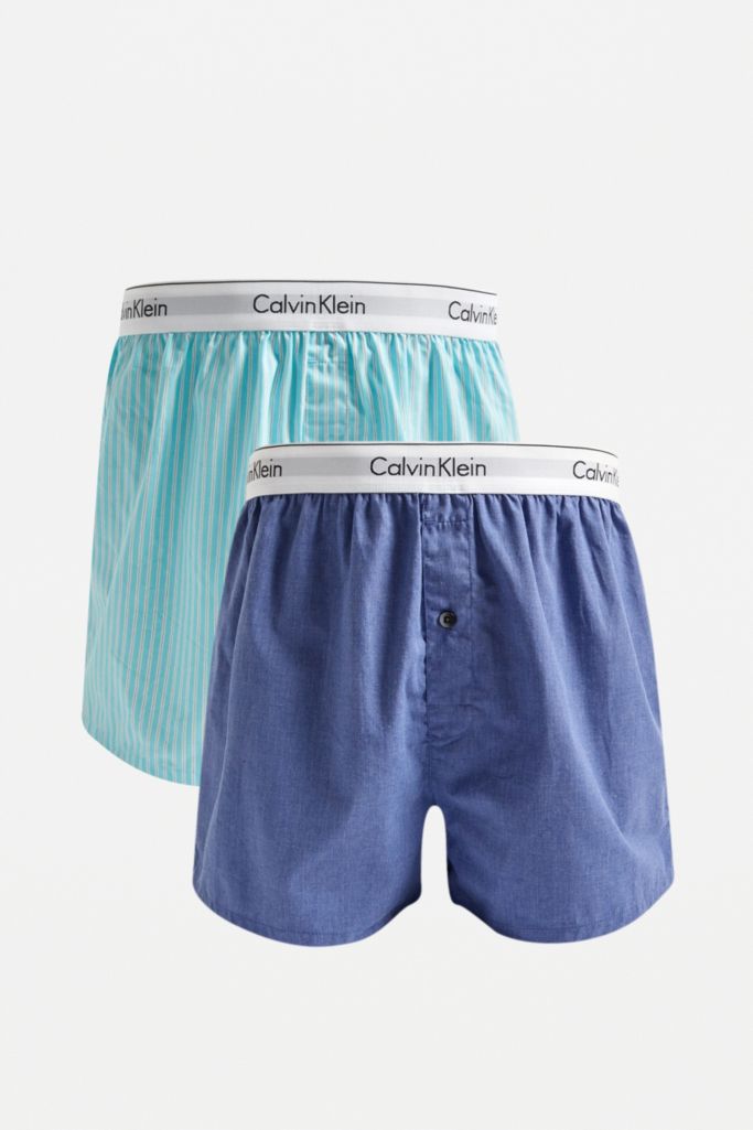 Calvin Klein Blue Woven Boxer Shorts 2Pack Urban Outfitters UK